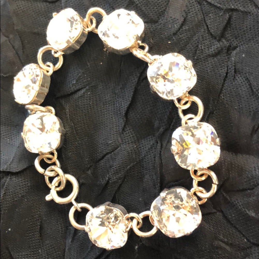 Swarovski 12mm clear crystal silver link bracelet